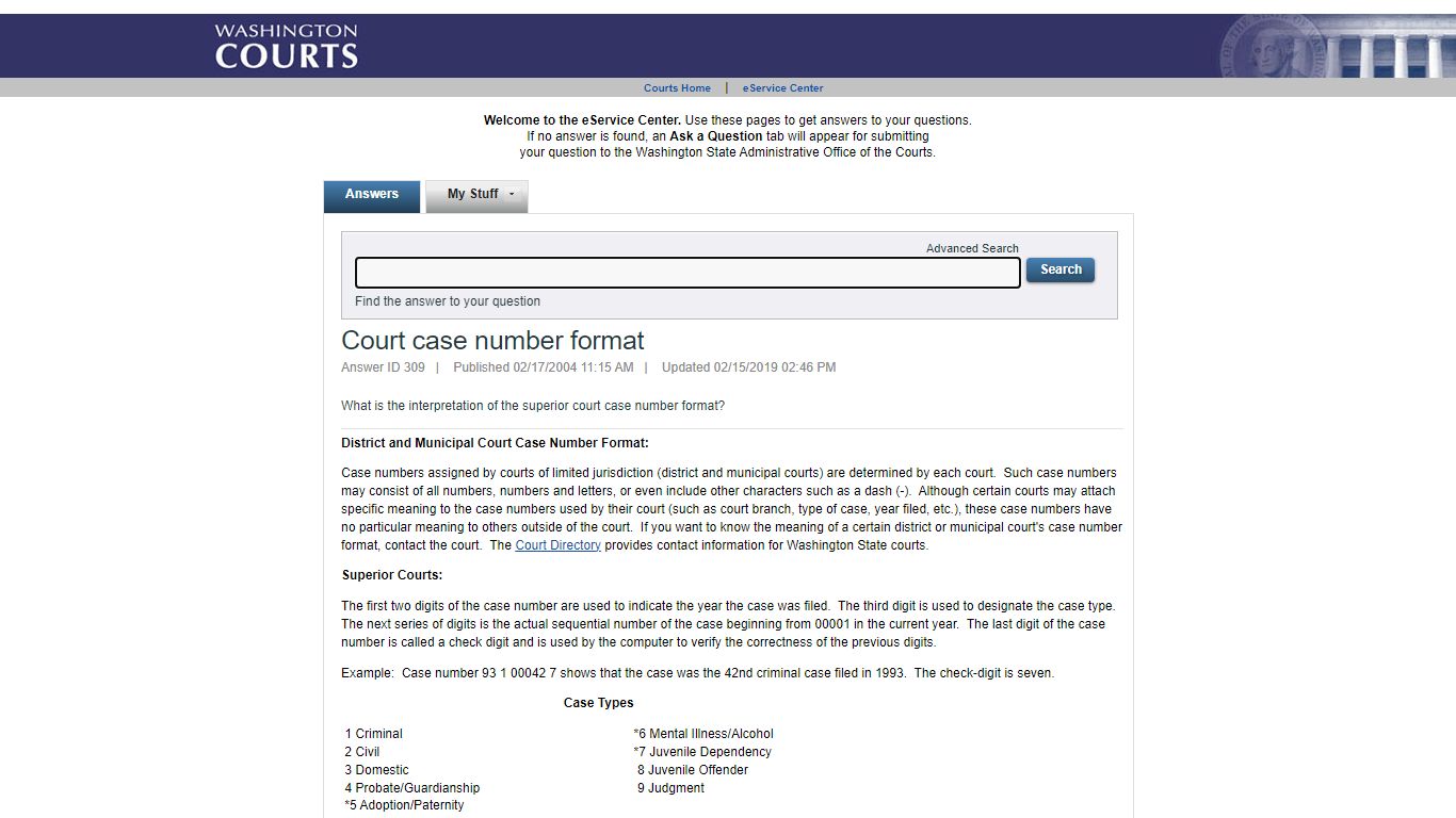 Court case number format - aoc.custhelp.com